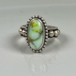 Solid 925 Sterling Silver Palomino Variscite Gemstone Ring Size 6